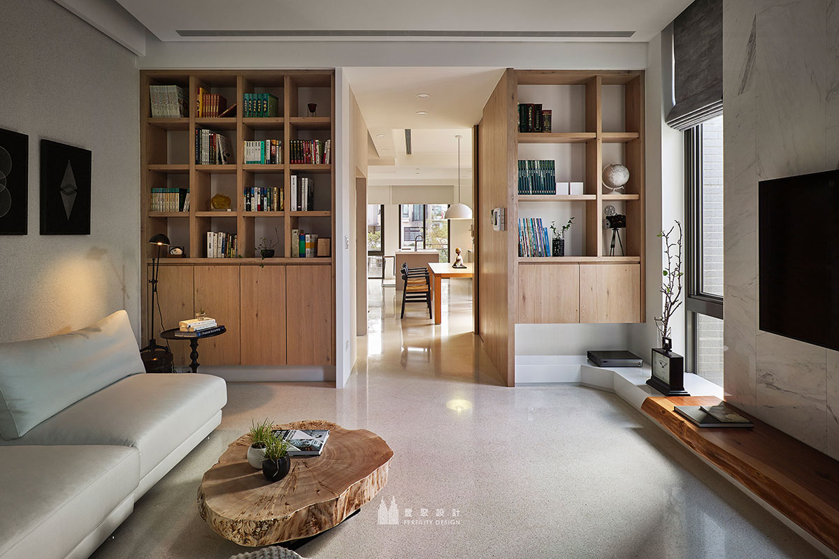 溫潤柔和的木質色調的客廳室內設計