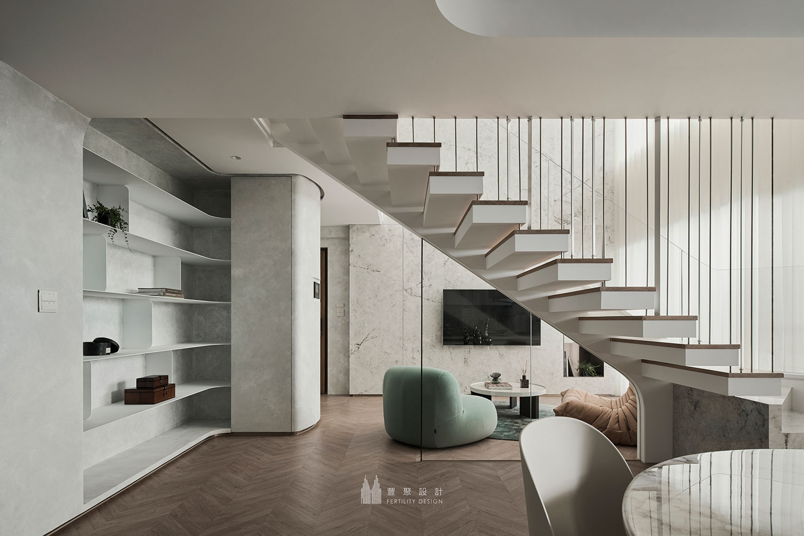 樓中樓設計、豪宅設計、樓梯設計、客廳設計、luxury living area、living room design、Stair design