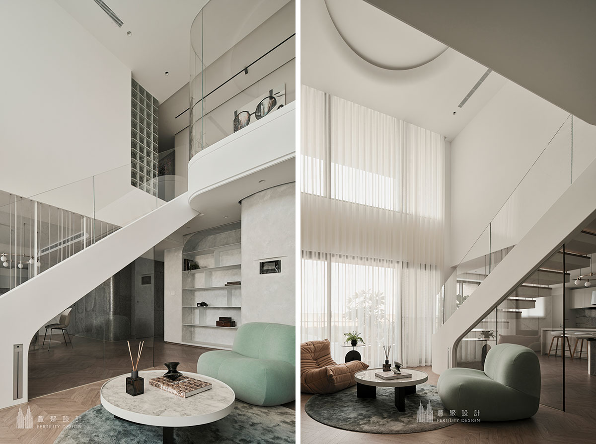 樓中樓設計、豪宅設計、樓梯設計、客廳設計、luxury living area、living room design、Stair design